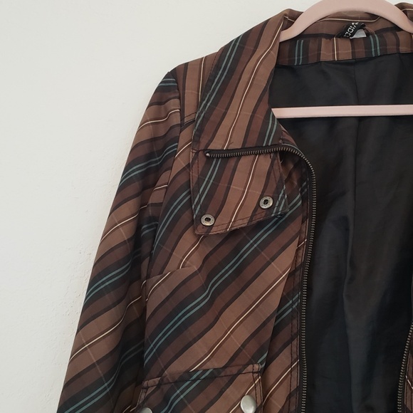 H&M Black Brown Teal Blue Unique Patterned Jacket - Picture 5 of 16